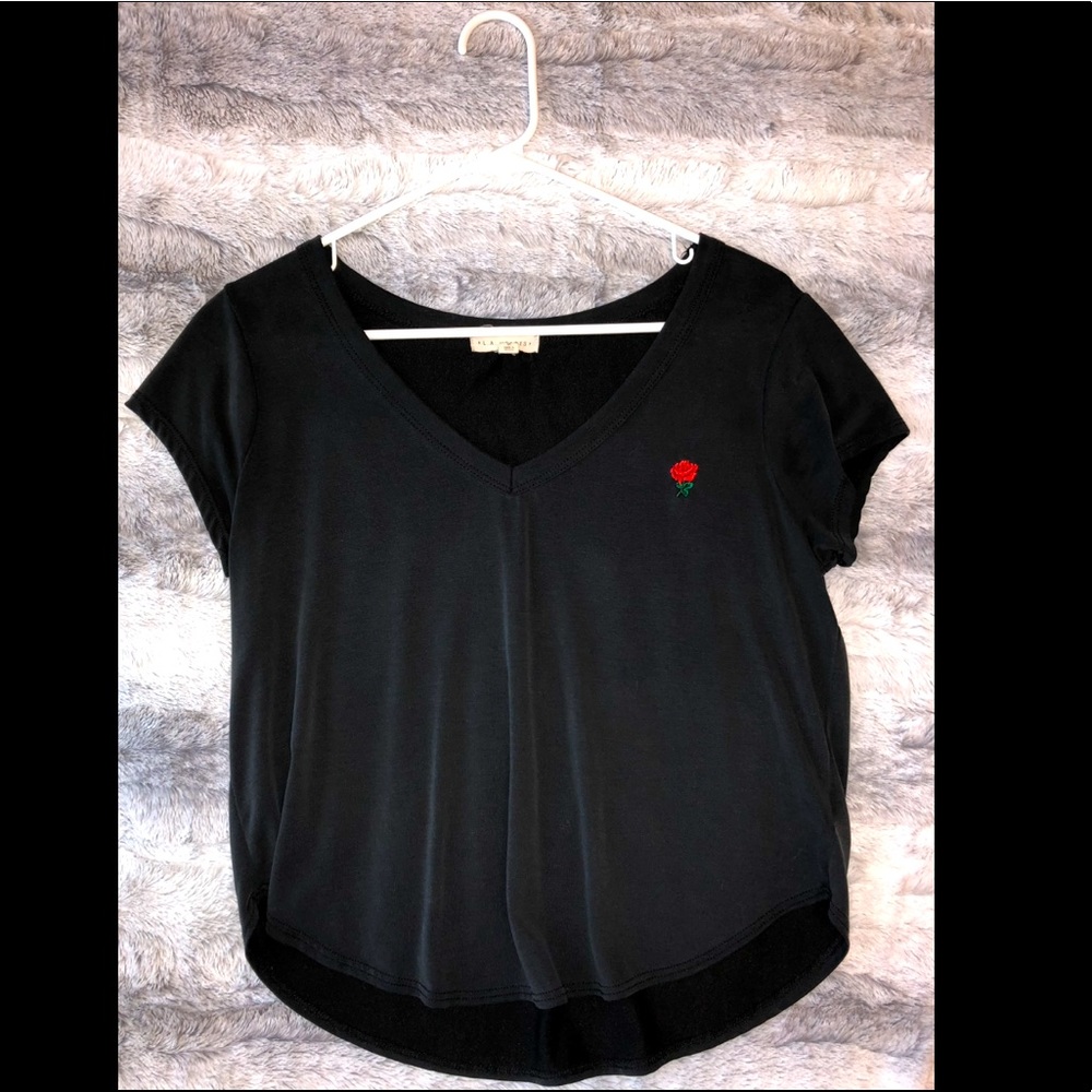 LA Hearts Rose Embroidered Top
